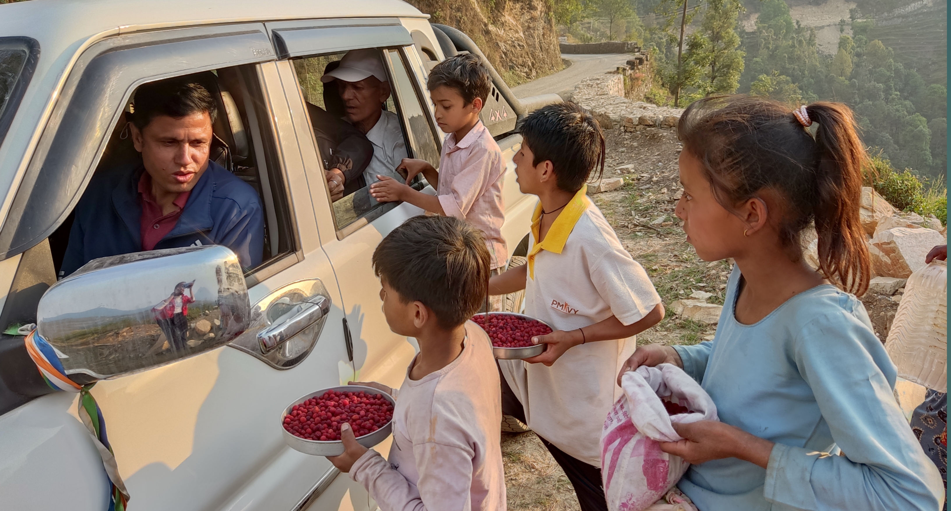 बाटोमा काफल बेचेर पढाइ खर्च जुटाउँदै बालबालिका