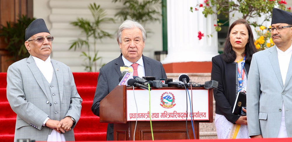 सगरमाथा क्षेत्र र पोखरा जाँदै राष्ट्रसंघका महासचिव एन्टोनियो गुटेरेस