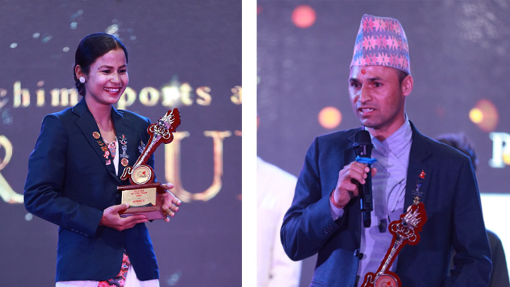 Hemraj Paneru and Manmati Dhami named players of the year